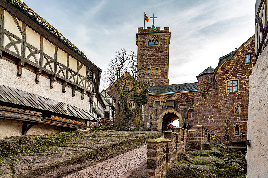  Outer bailey of the Wartburg, UNESCO World Heritage Site in Eisenach, Thuringia, Germany  