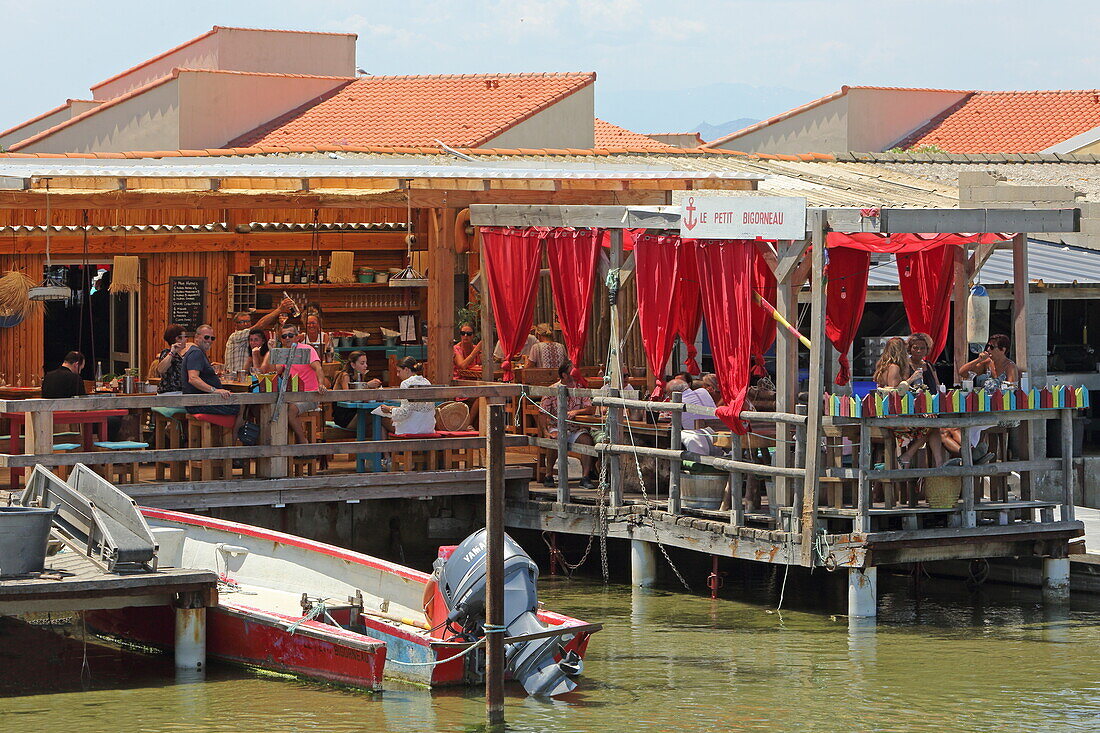  The bistros in the harbor of Port Leucate are known for fresh seafood, Aude, Occitania, France 