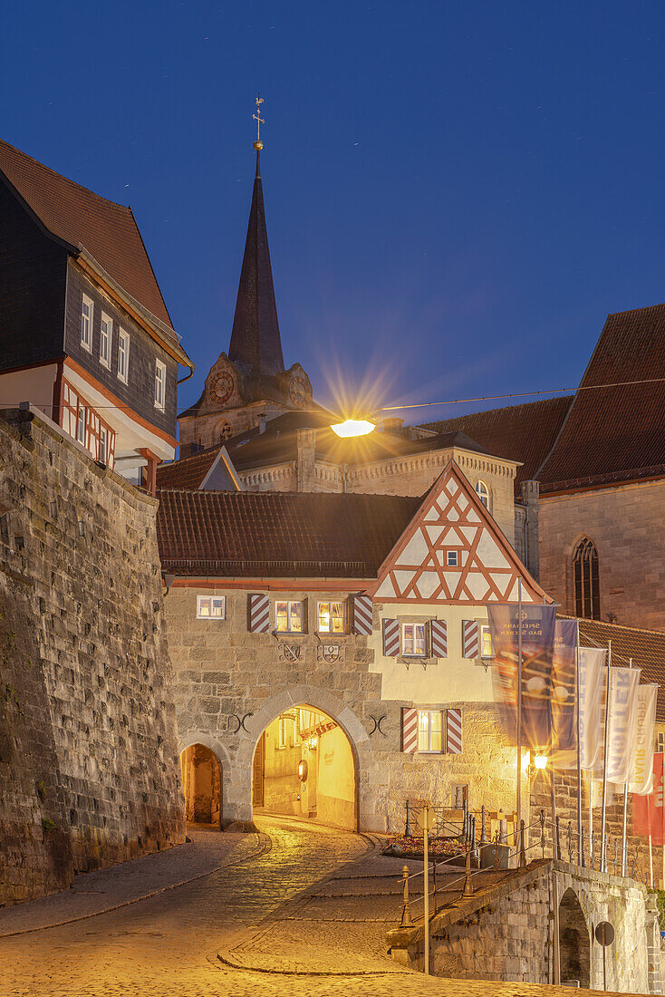  At the blue hour in Kronach, Upper Franconia, Franconia, Bavaria, Germany, Europe 