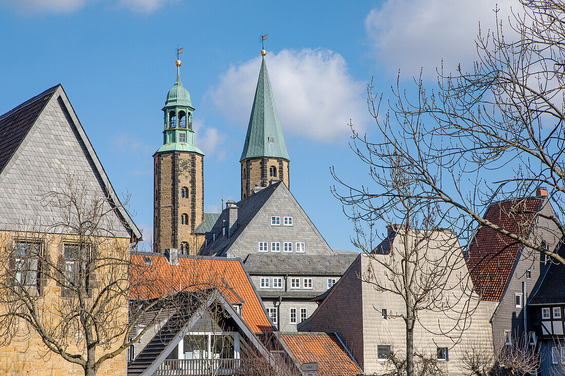 Kirchtürme der Marktkirche St. Cosmas und Damian in Goslar, Niedersachsen, Deutschland
