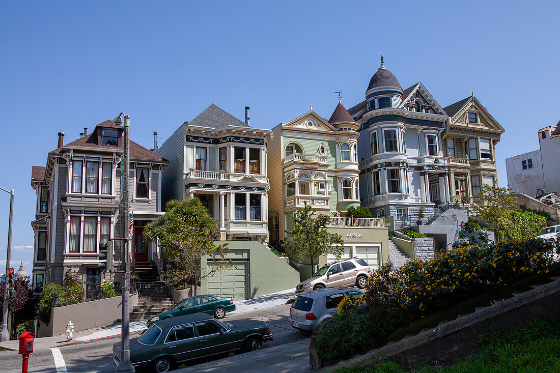  Victorian style houses, San Francisco, California, USA 