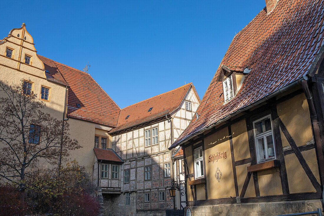  Castle courtyard, World Heritage City of Quedlinburg, Saxony-Anhalt, Germany 