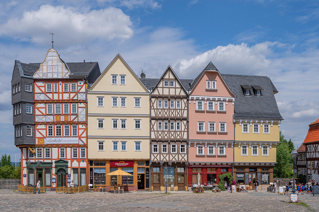  Market square in the Hessenpark open-air museum near Neu-Anspach im Taunus, Hesse, Germany 