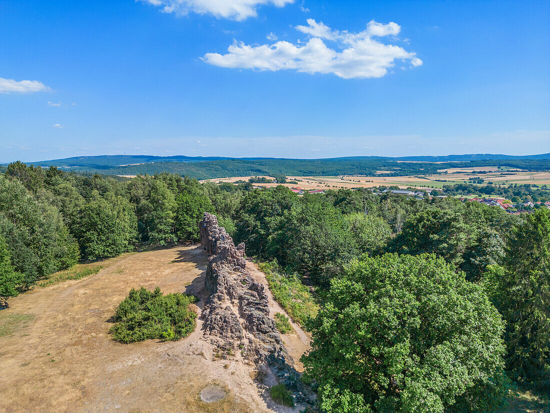  Aerial view of the Eschbach Cliffs (Buchstein), Usingen-Eschbach, Taunus, Hesse, Germany 