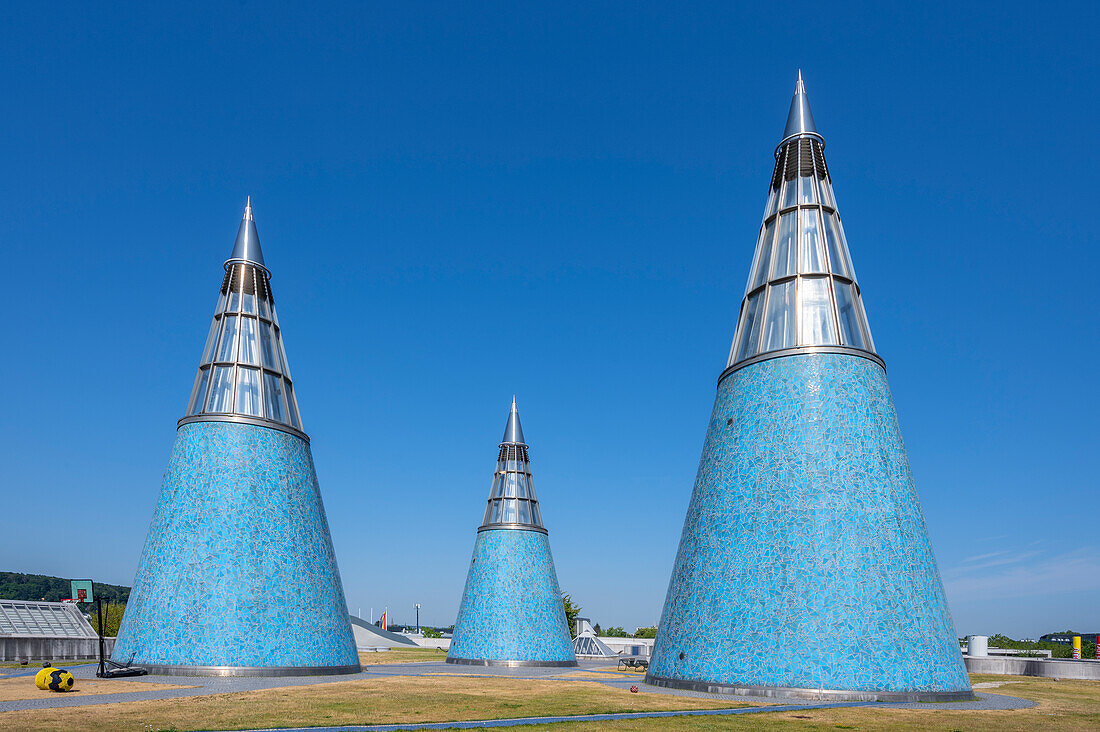  Light shafts on the art and exhibition hall of the Federal Republic of Germany on the Museum Mile, Bonn, North Rhine-Westphalia, Germany 