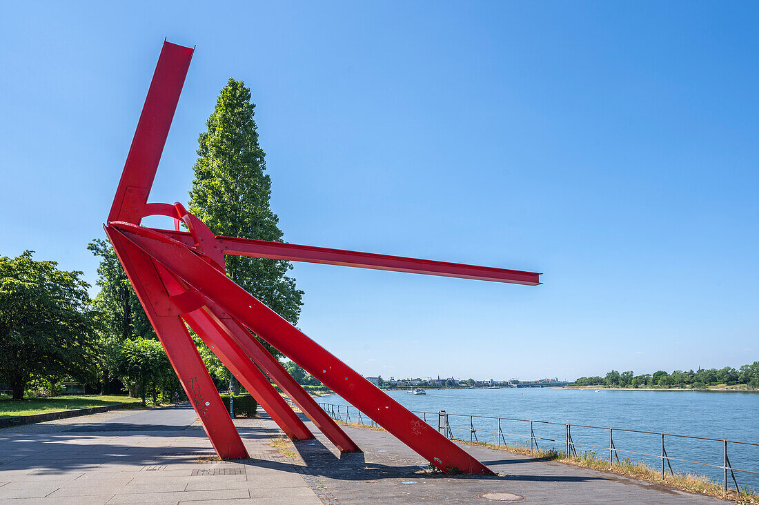  Sculpture La Allume on the banks of the Rhine, Bonn, North Rhine-Westphalia, Germany 