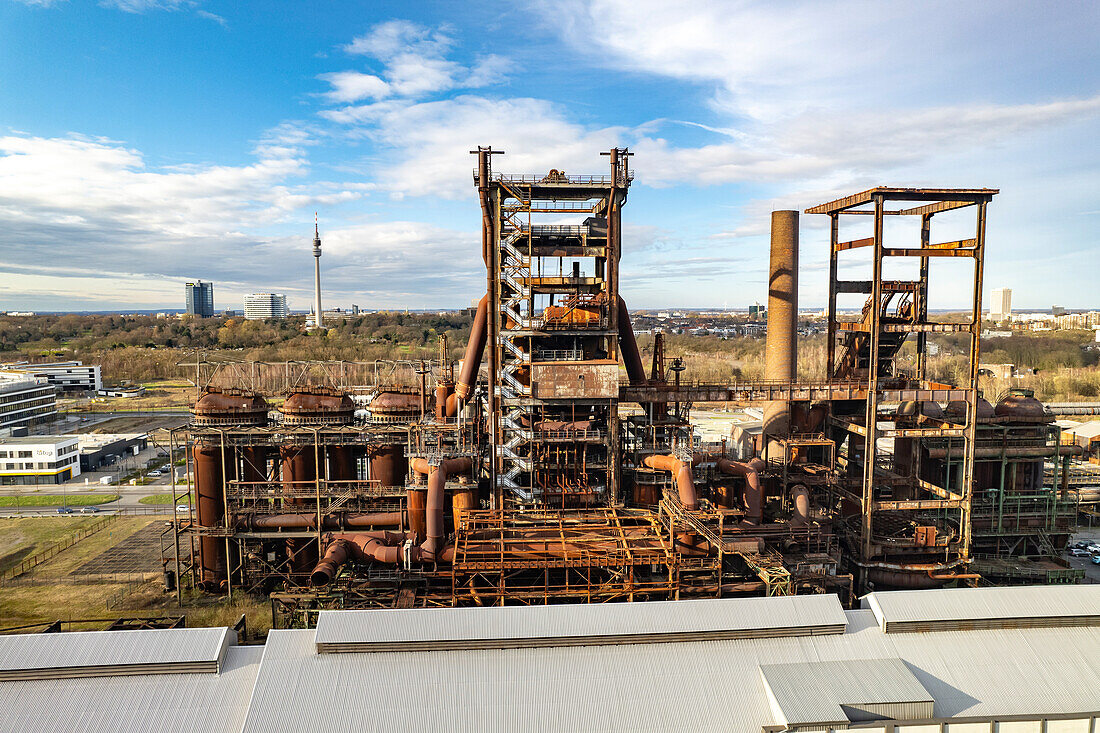 Industrieruine Hochofenwerk Phönix West in Dortmund aus der Luft gesehen, Nordrhein-Westfalen, Deutschland, Europa  