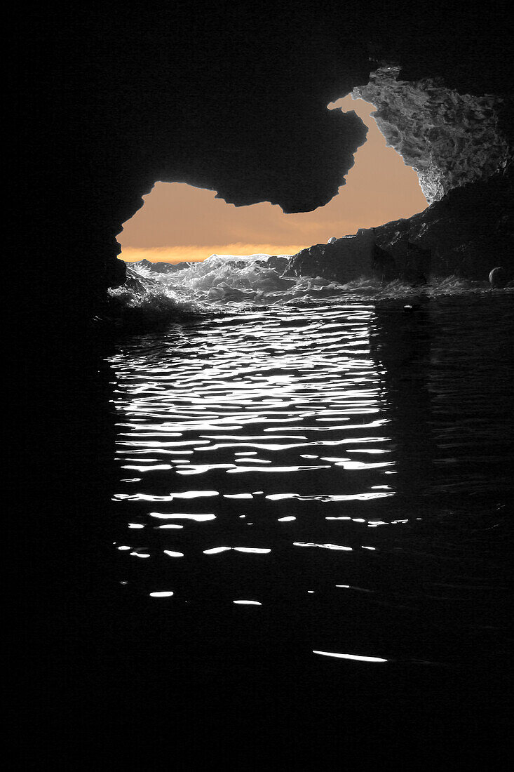 Sonnenuntergangslicht in der Animal Flower Cave, Karibik, Flatfield, Parish Saint Lucy, Barbados