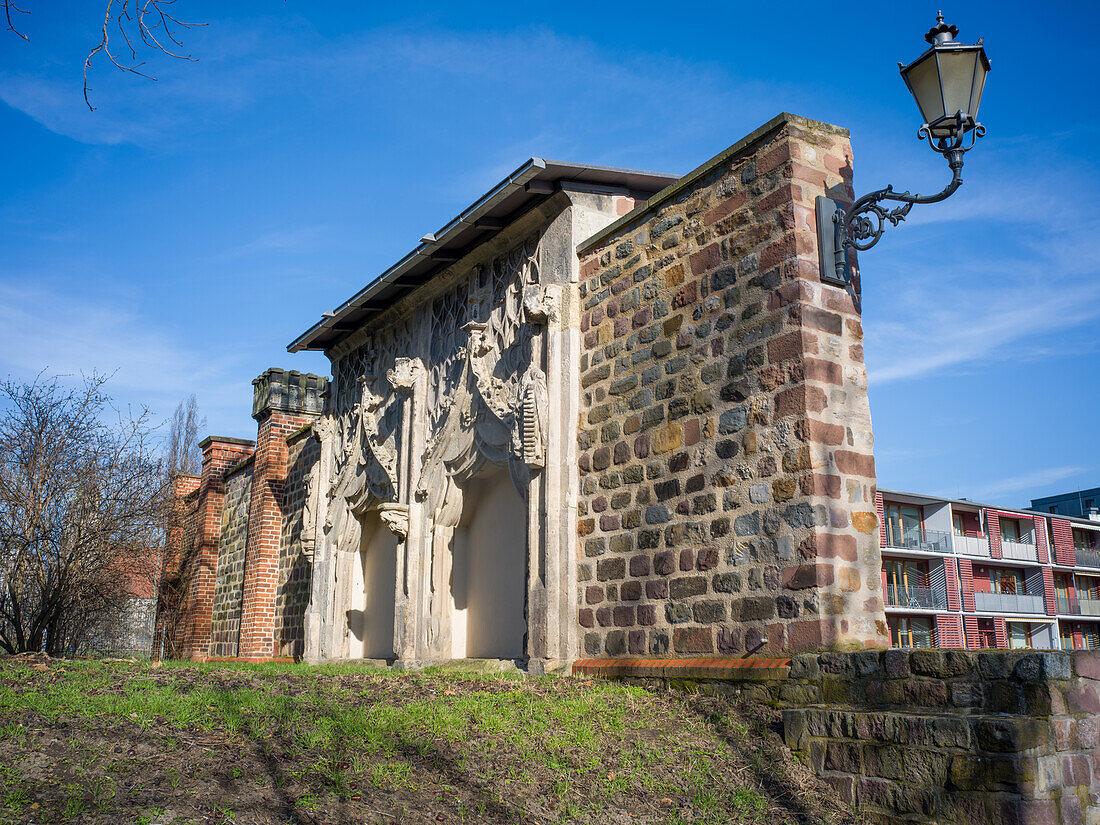  Part of the old city wall at the Magdeburg Art Museum, Monastery of Our Lady, Magdeburg, Saxony-Anhalt, Germany 