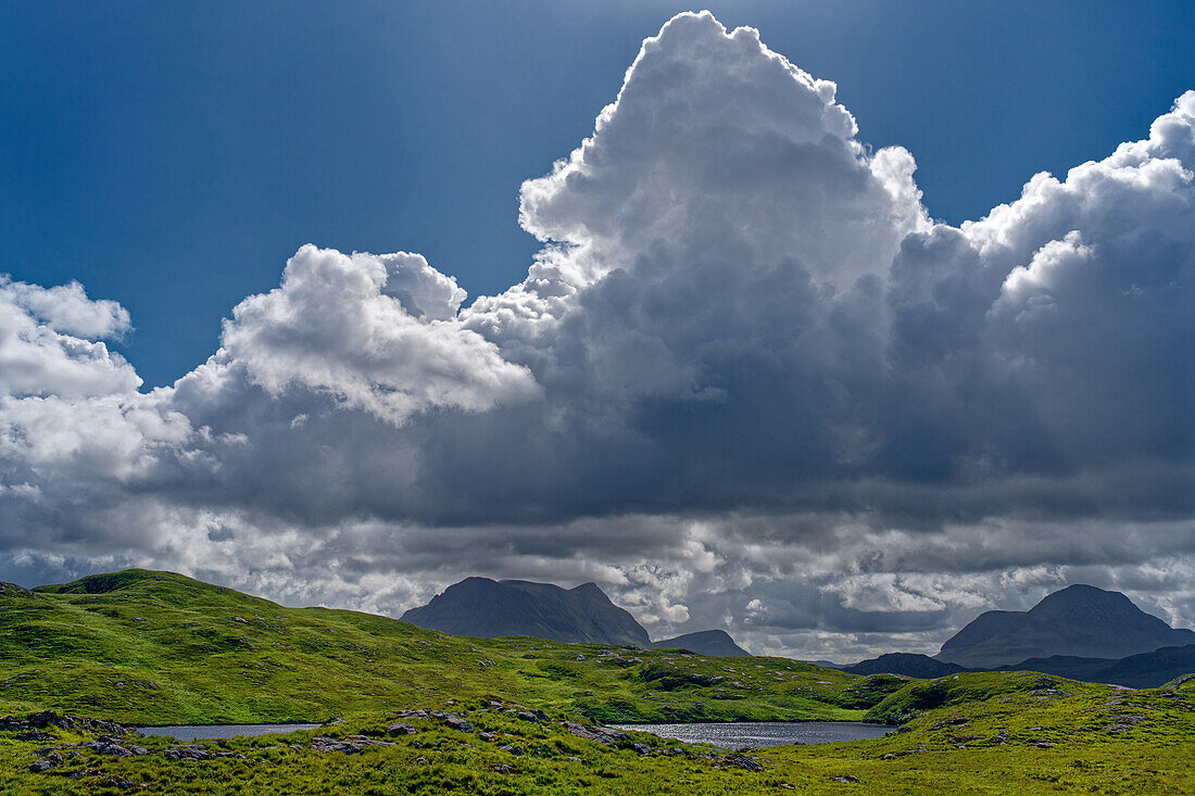 Großbritannien, Schottland, West Highlands, Stoer Halbinsel, Berg Panorama an der B869 vor dem Stoer Lighthouse