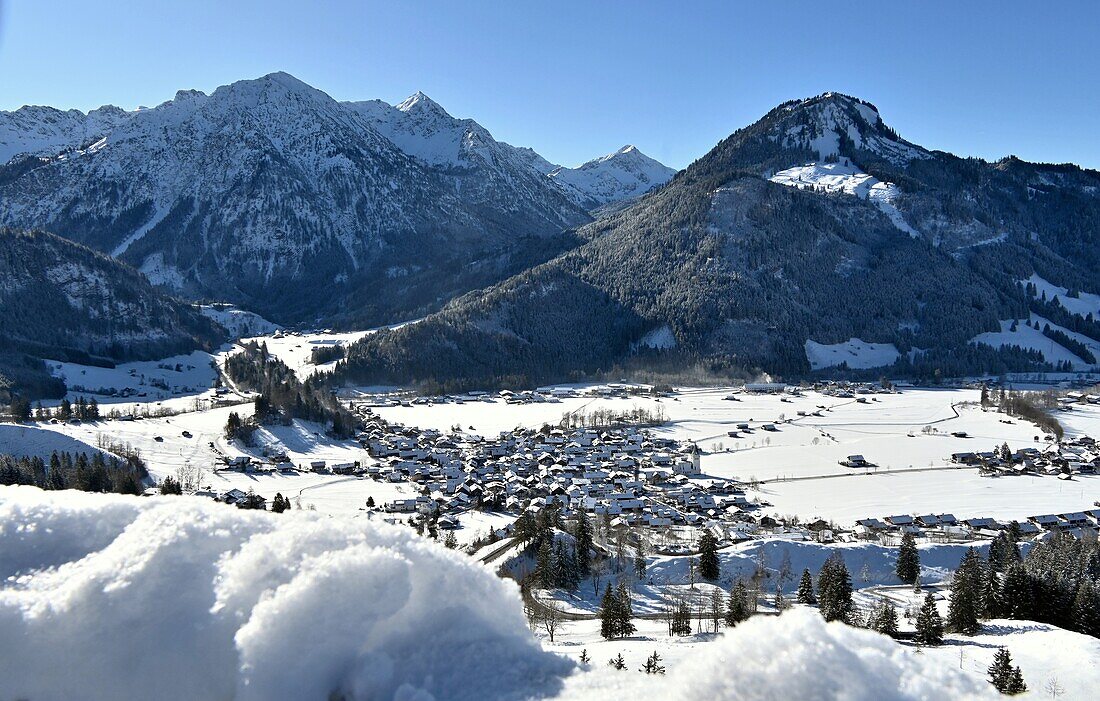 Bad Oberdorf bei Bad Hindelang, Winter im Ostallgäu, Schwaben, Bayern, Deutschland