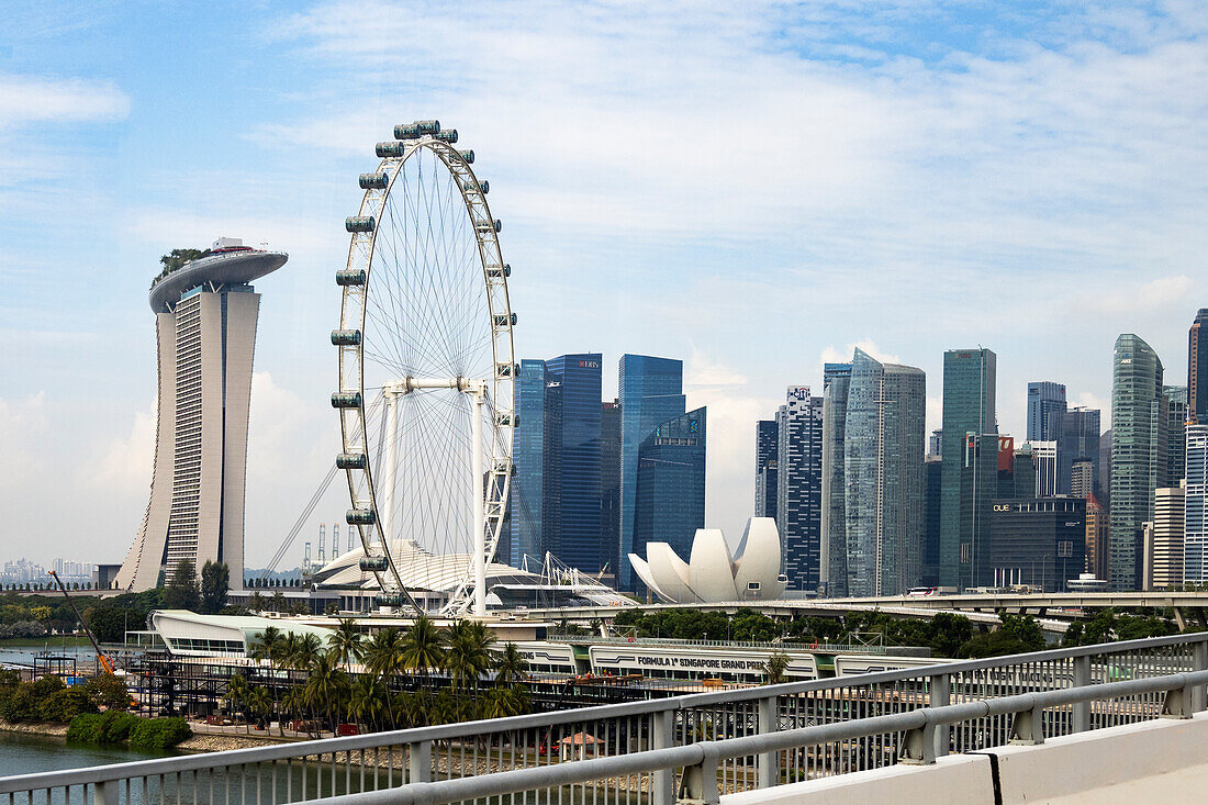  Singapore, skyline with Ferris wheel, Republic of Singapore, Southeast Asia 