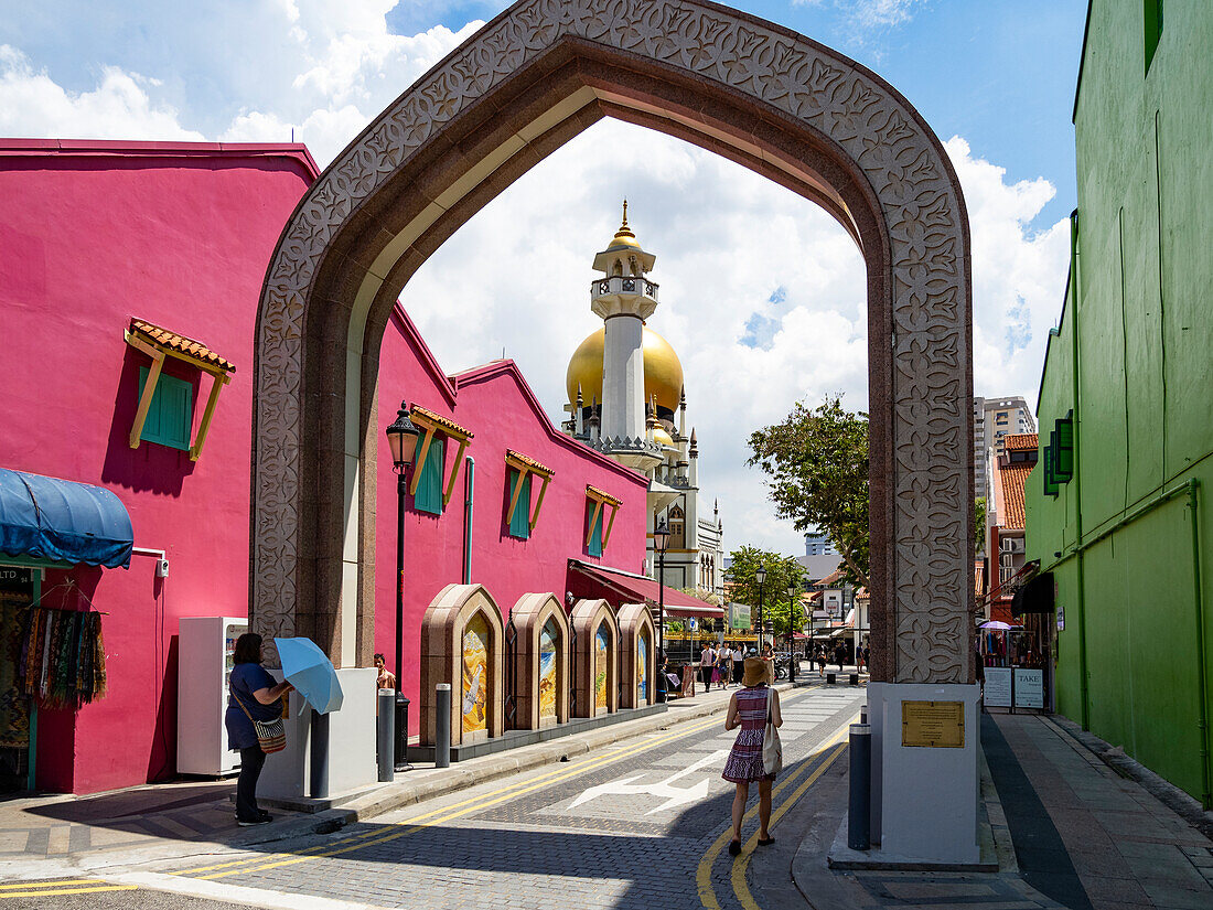 Stadtviertel Kampong Glam, mit Masjid Sultan Moschee, Singapur, Republik Singapur, Südostasien