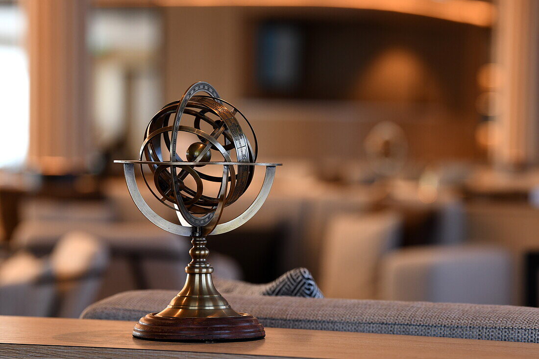  Navigation assistant in the observation lounge aboard the expedition cruise ship SH Diana (Swan Hellenic), at sea, near Saudi Arabia, Middle East 