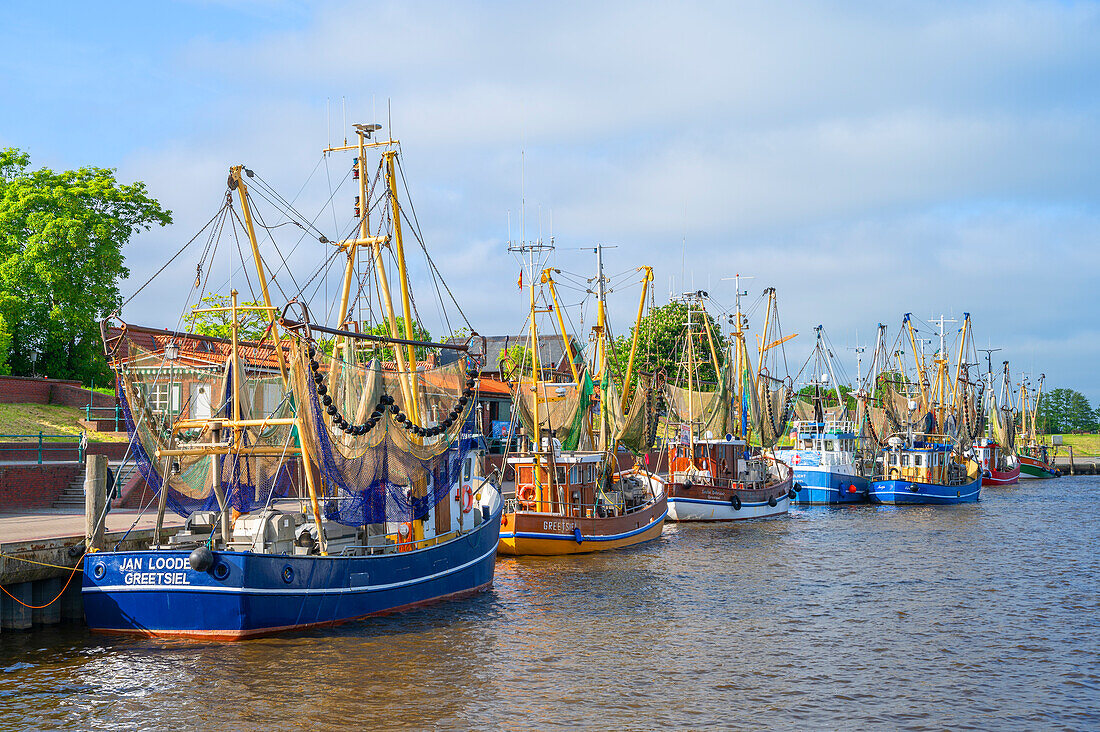  Fishing harbor of Greetsiel, Krummhörn, East Frisia, Lower Saxony, Germany 