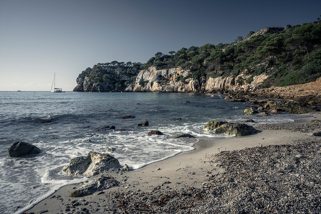  Beach of the sea bay &quot;Cala Macarella&quot;, Menorca, Balearic Islands, Spain, Europe 