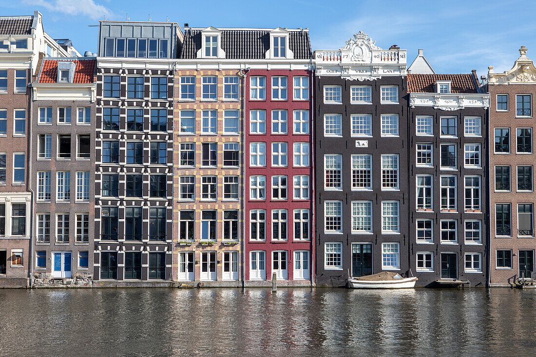  Canal houses at Damrak, Amsterdam, Netherlands 