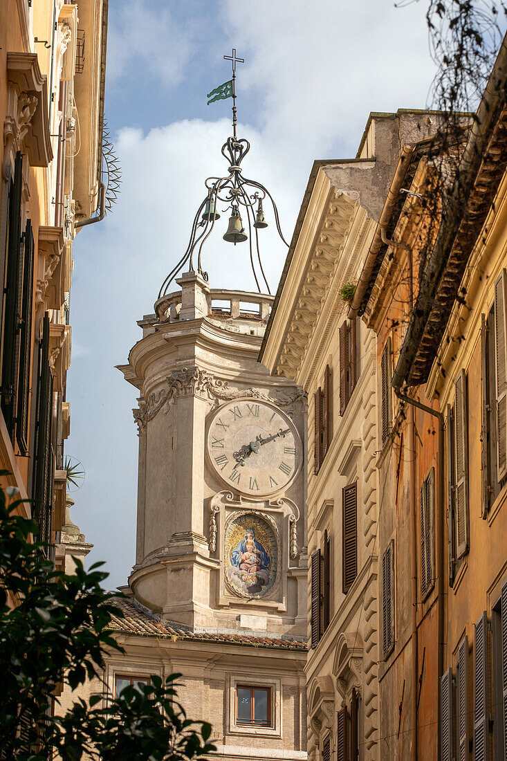 Turmuhr an der Piazza dell'Orologio, Rom, Italien