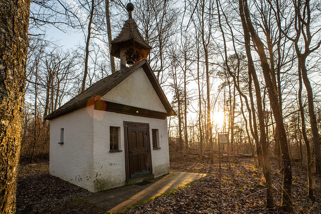  Sunset at the chapel, Iphofen, Lower Franconia, Franconia, Bavaria, Germany, Europe 