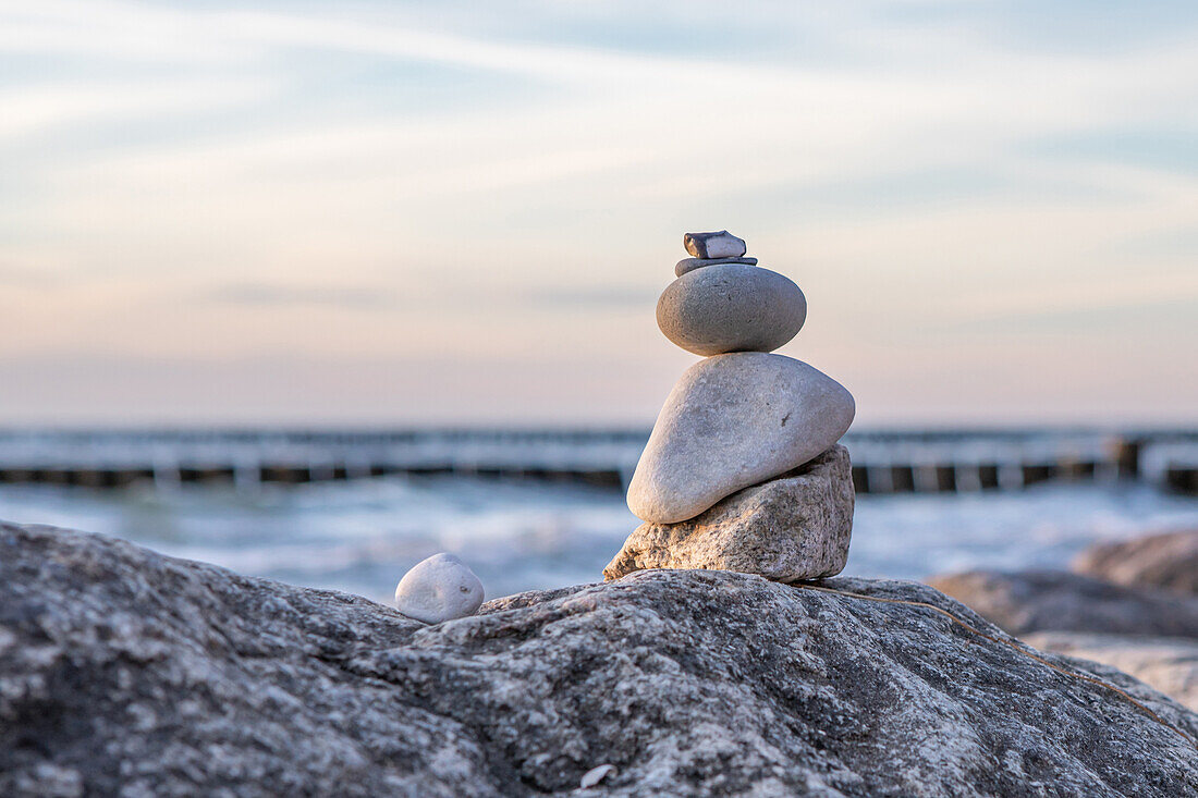  Small work of art on the Baltic Sea beach, Mecklenburg-Western Pomerania, Germany 