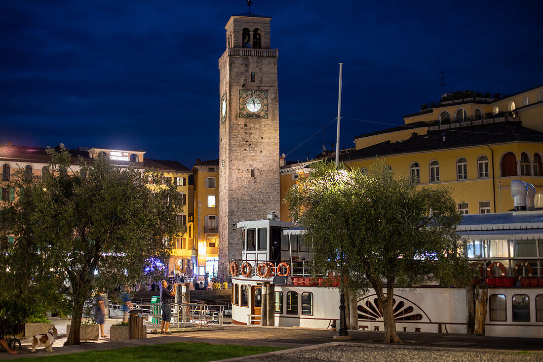  The port of Riva del Garda at night, Lake Garda, Italy 