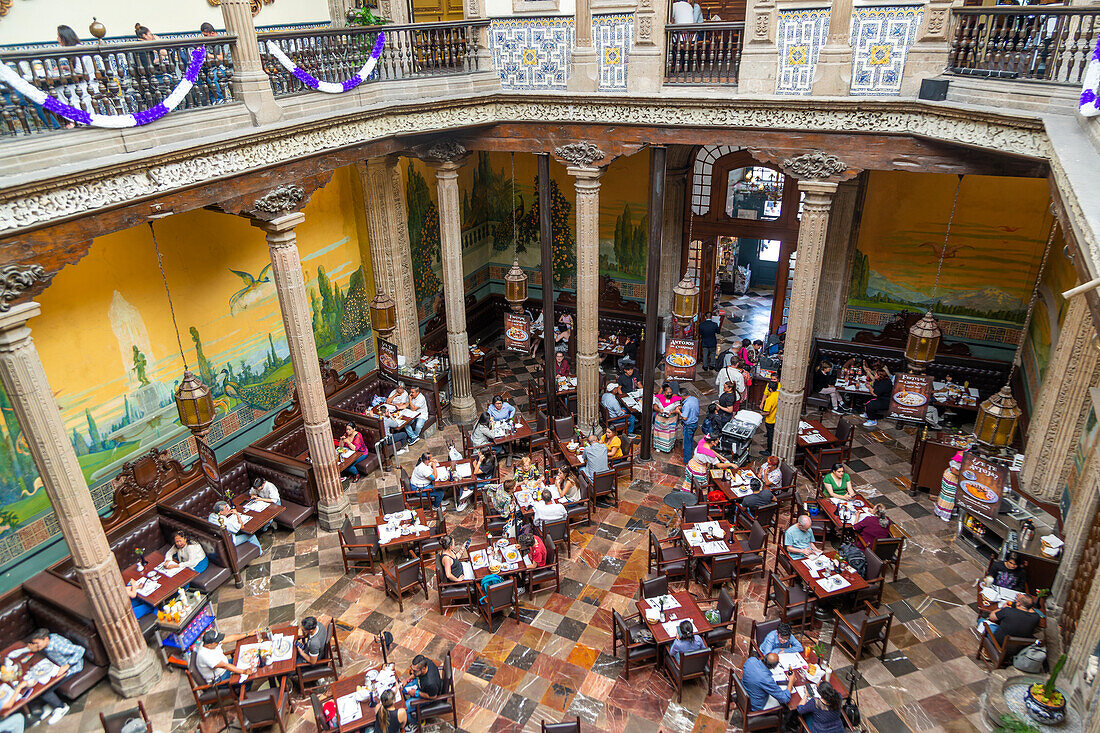 Interior of  Sanborns restaurant in courtyard of Casa de los Azulejos, The House of Tiles, Mexico City, Mexico