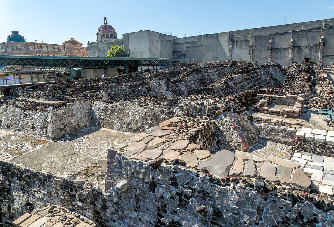 Templo Mayor archaeological site of Aztec capital city of Tenochtitlan, Centro Historico, Mexico City, Mexico