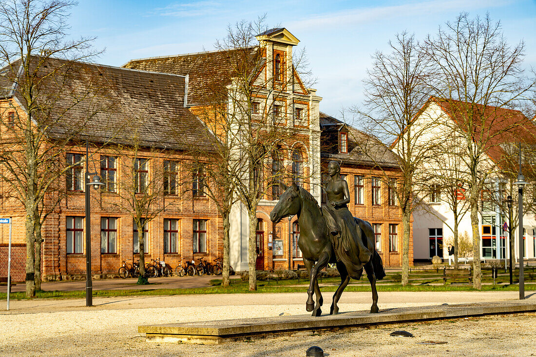  Equestrian statue of Alexandrine, Princess of Prussia in Ludwigslust, Mecklenburg-Western Pomerania, Germany   