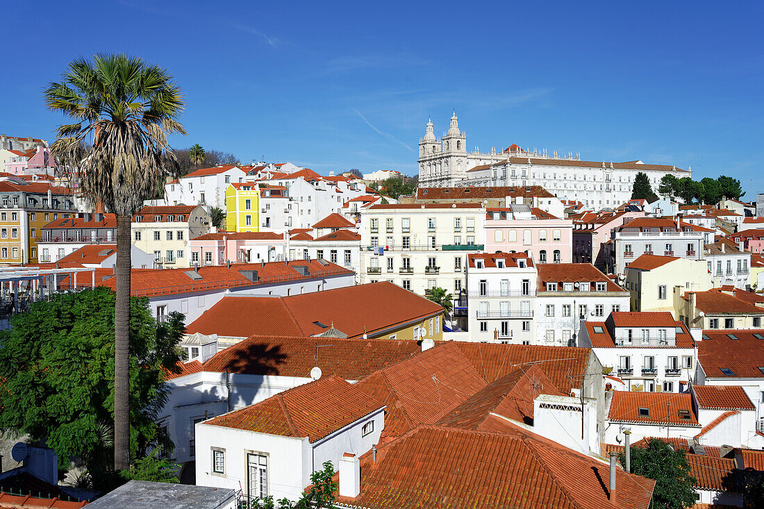  View over the roofs of Alfama, Lisbon, Portugal. 