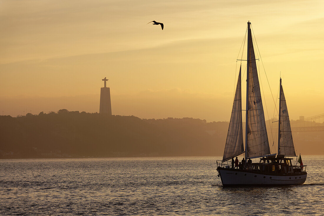  Sailboat on the Tagus River, Lisbon, Portugal. 