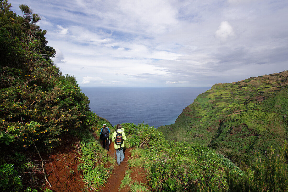  Hike to the Quebrada Nova marine gardens near Porto Moniz, Madeira, Portugal. 