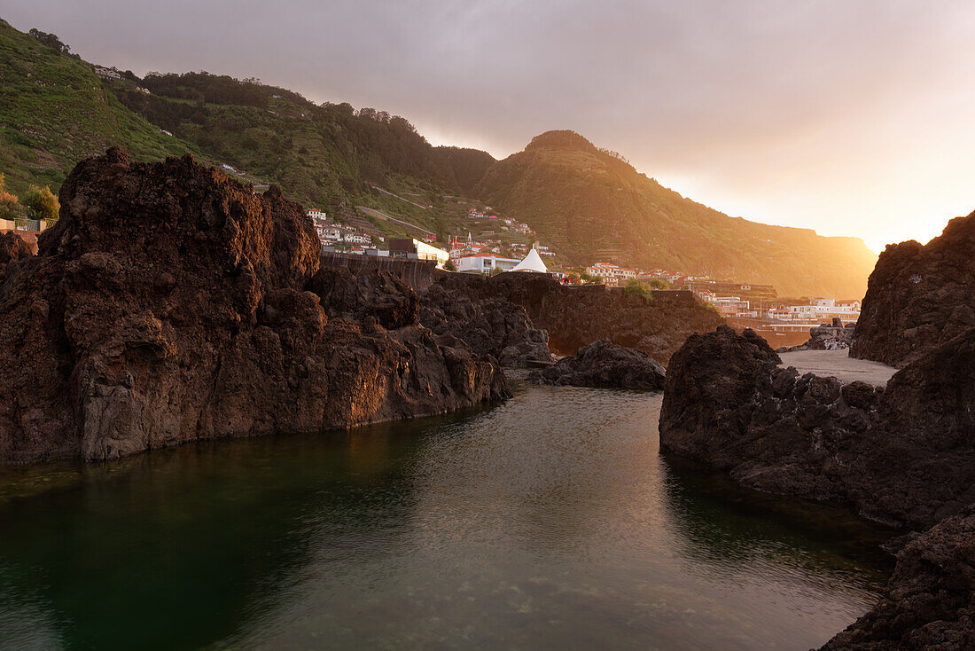  Seawater swimming pool in Porto Moniz, Madeira, Portugal. 