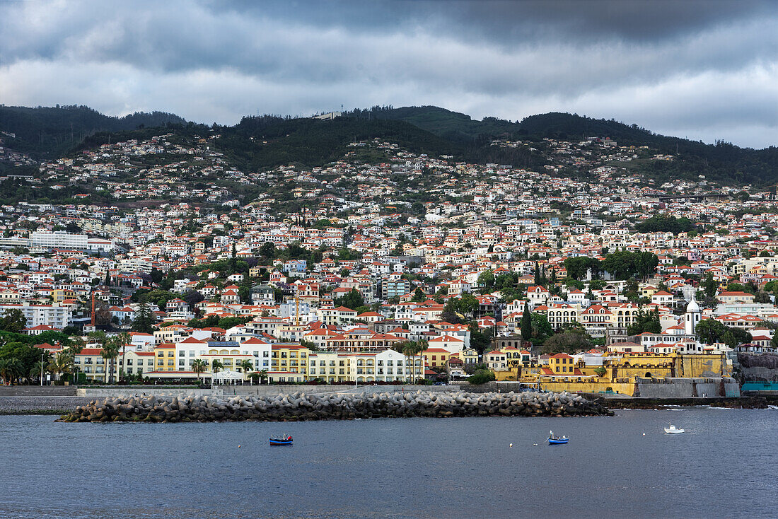  View from the sea of Funchal, Madeira, Portugal. 