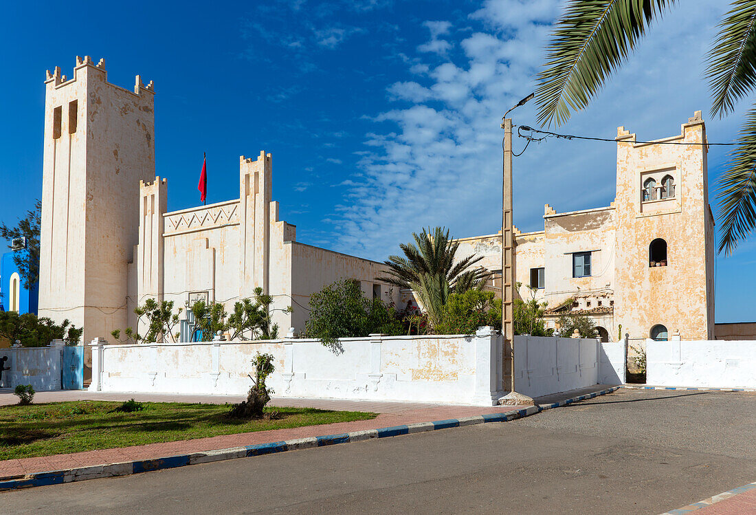 Art Deco architecture Spanish colonial church building, Sidi Ifni, Morocco, North Africa