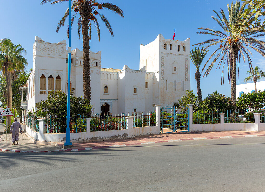 Former Royal Palace Art Deco architecture Spanish colonial building, Sidi Ifni, Morocco, North Africa