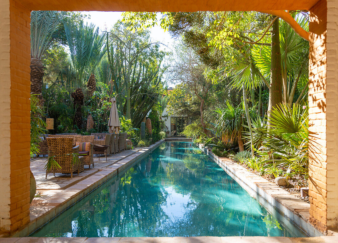 Garten und Schwimmbad, Hotel Dar al Hossoun, Taroudant, Marokko, Sous Valley, Marokko, Nordafrika