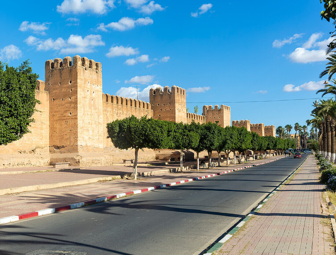 City medina defensive walls, city of Taroudant, Sous Valley, Morocco, north Africa