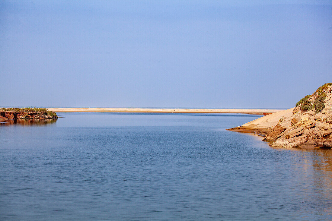 Nordafrika, Marokko, Süden, Planche Blache, Weißer Strand, Flussmündung in den Atlantik