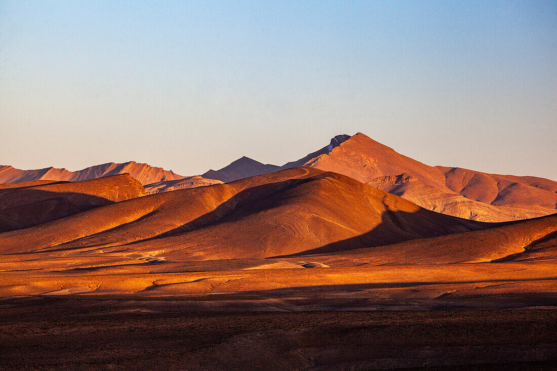 Nordafrika, Marokko, Süden, Felslandschaft im Abendlicht