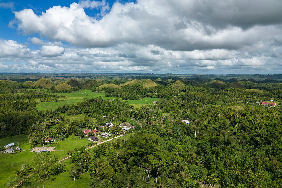  Aerial view of the Chocolate Hills geological formation, near Carmen, Bohol, Philippines 