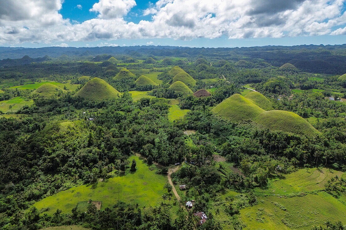  Aerial view of the Chocolate Hills geological formation, near Carmen, Bohol, Philippines 