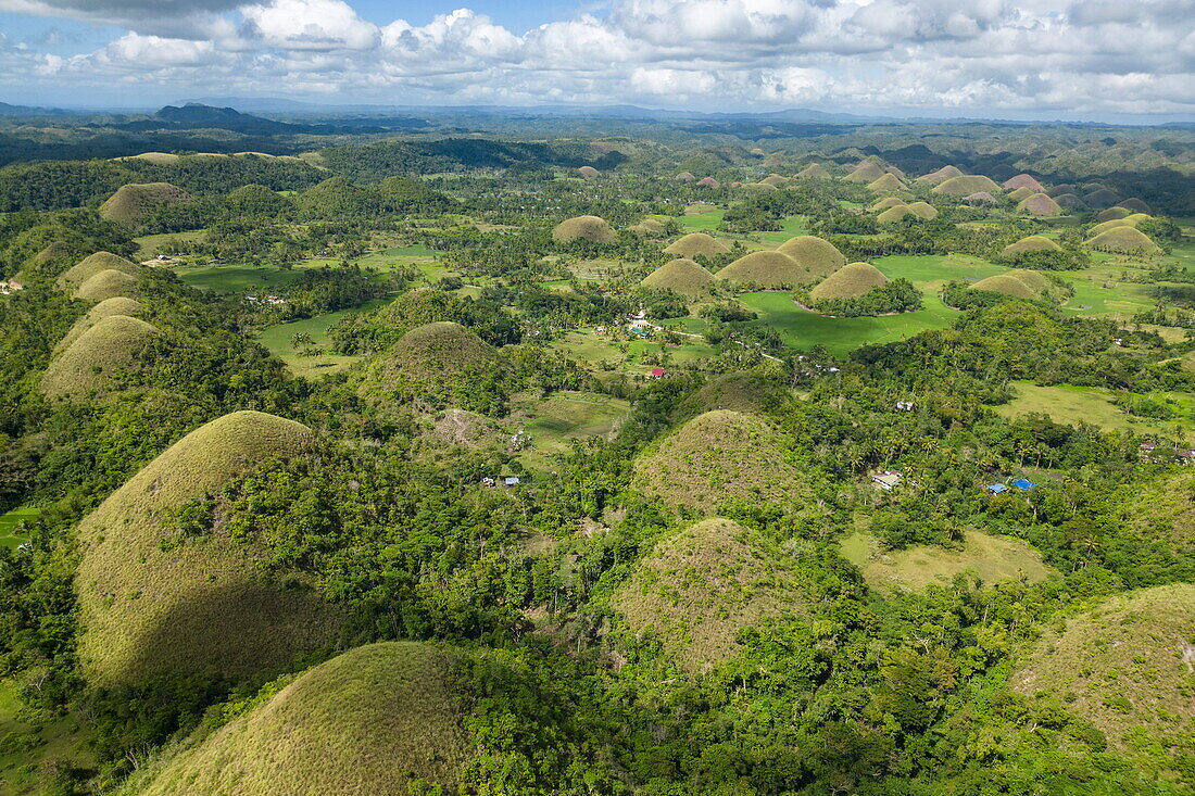  Aerial view of the Chocolate Hills geological formation, near Carmen, Bohol, Philippines 