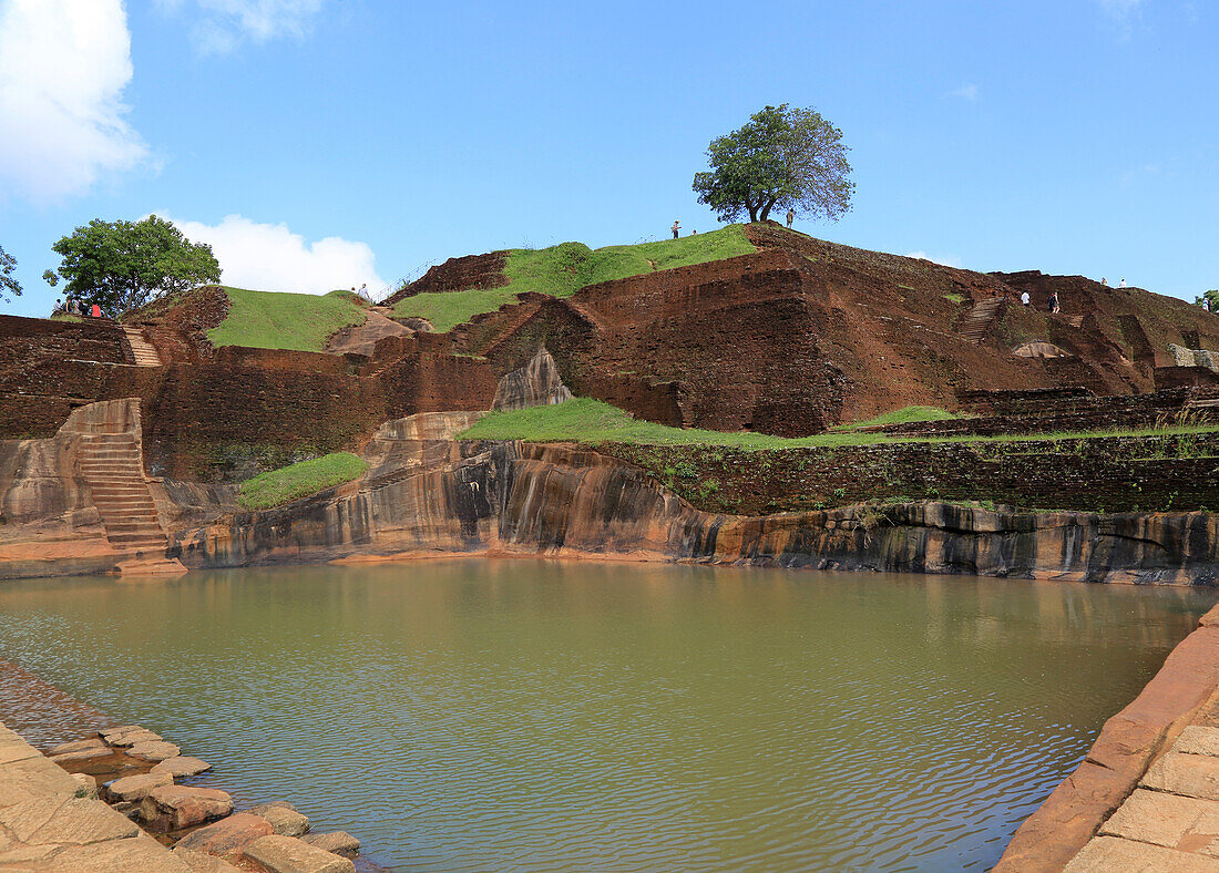 Bathing pool in rock palace fortress on rock summit, Sigiriya, Central Province, Sri Lanka, Asia