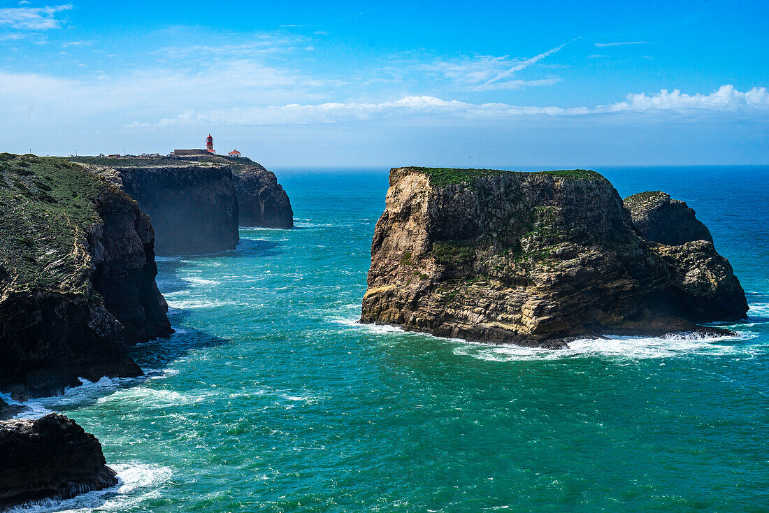 Europa, Portugal, Algarve, Leuchtturm am Cap von Sao Vicente