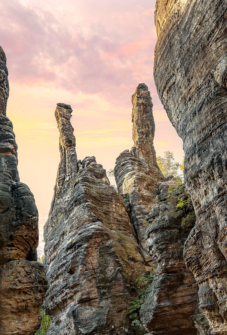 Herkulessäulen im Bielatal, Sächsische Schweiz, Sachsen, Deutschland