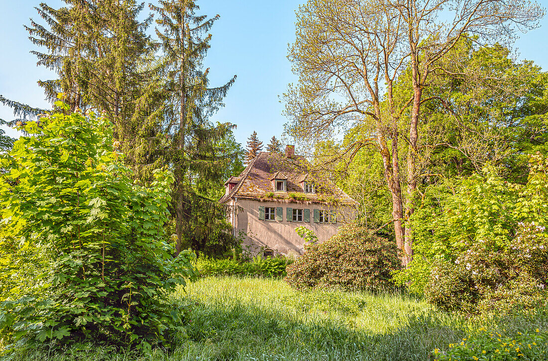  Dilapidated farm building at Grillenburg Castle, Saxony, Germany 