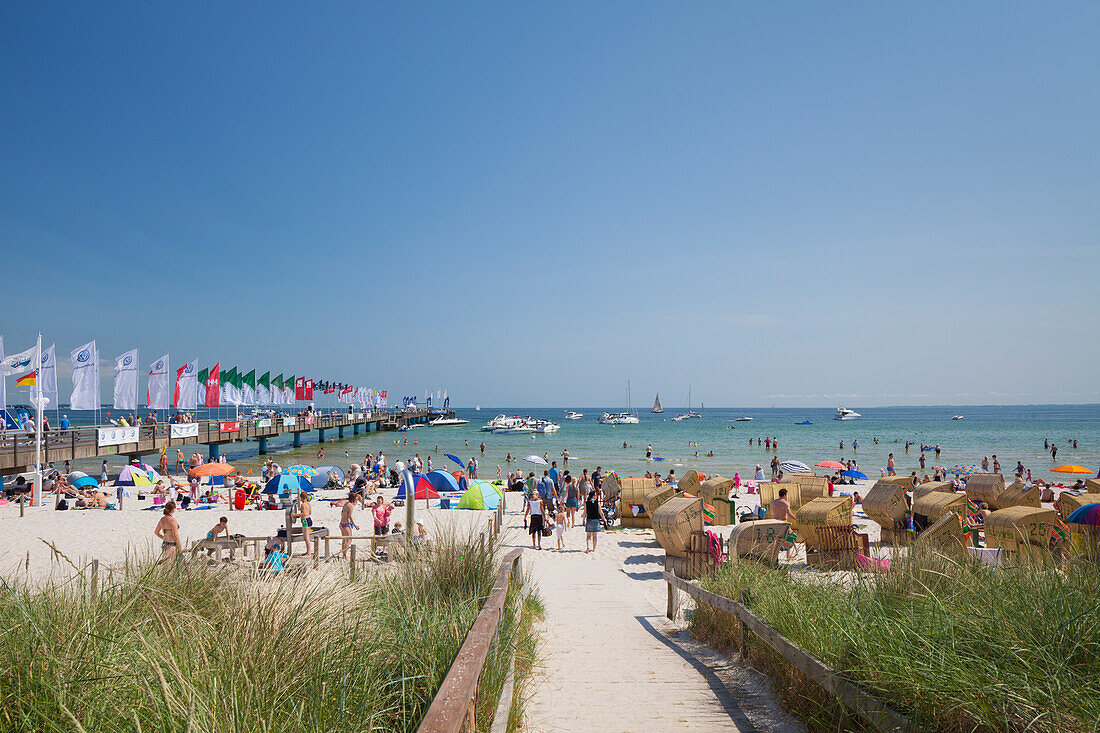 Blick auf den Strand, Scharbeutz, Schleswig-Holstein, Deutschland