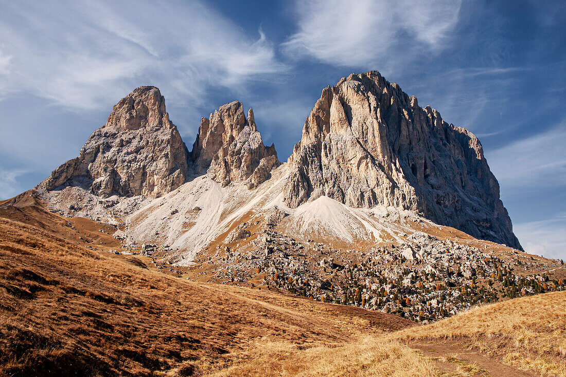 Unterhalb des Langkofel, Grödner Dolomiten, Südtirol, Italien