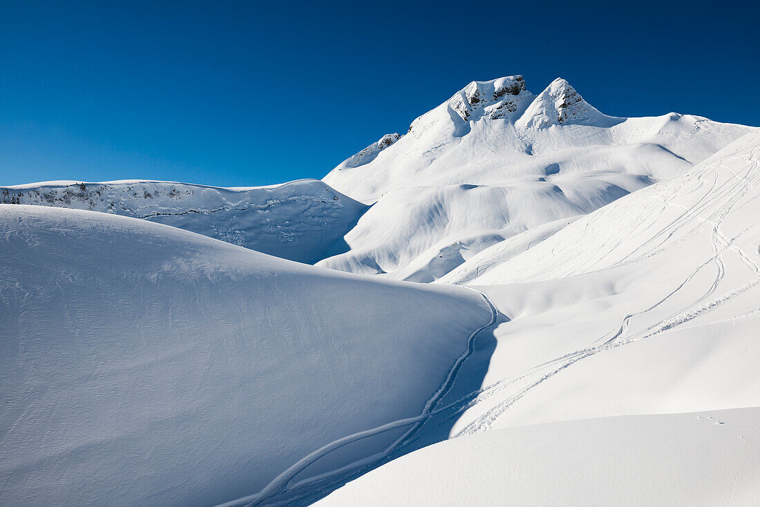 Verschneite Berglandschaft, Damüls, Bregenzerwald, Vorarlberg, Österreich