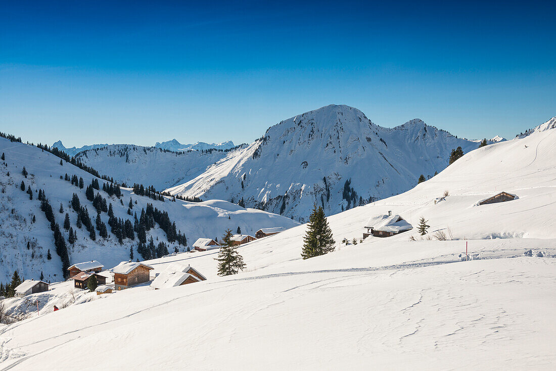  Snowy mountain landscape, Damüls, Bregenzerwald, Vorarlberg, Austria 